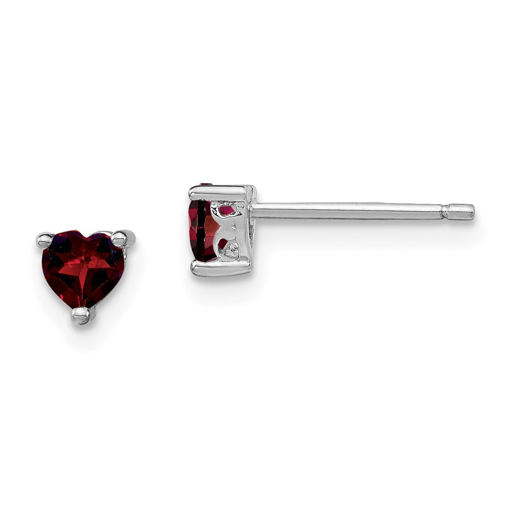 Sterling Silver 4mm Heart Birthstone Post Earrings- Sparkle & Jade-SparkleAndJade.com QBE27JAN
