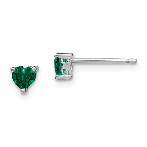 Sterling Silver 4mm Heart Birthstone Post Earrings- Sparkle & Jade-SparkleAndJade.com QBE27MAY