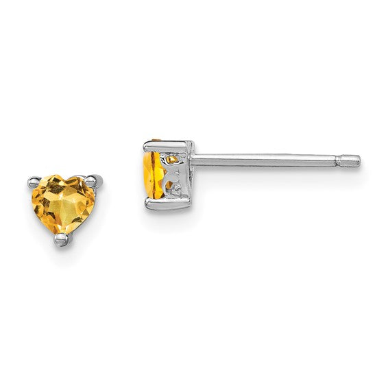 Sterling Silver 4mm Heart Birthstone Post Earrings- Sparkle & Jade-SparkleAndJade.com QBE27NOV