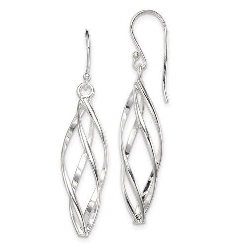 Sterling Silver 50mm Long Twisted Dangle Earrings- Sparkle & Jade-SparkleAndJade.com QE8823