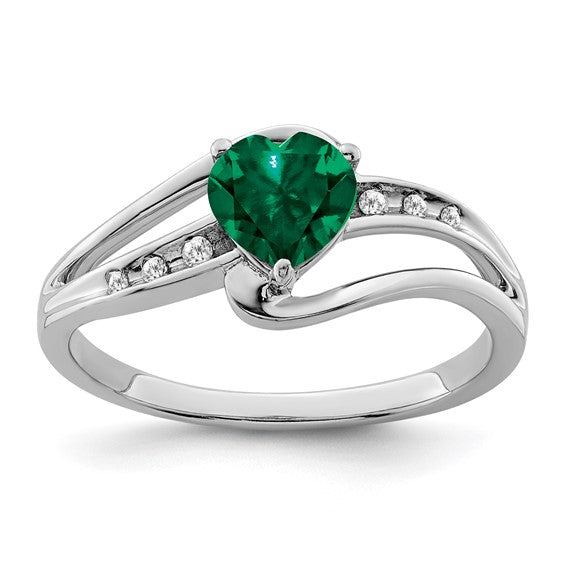 Sterling Silver 6mm Gemstone Heart And Diamond Rings- Sparkle & Jade-SparkleAndJade.com RM7401-CEM-004-SSA-6