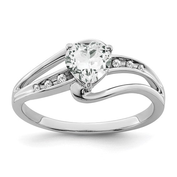 Sterling Silver 6mm Gemstone Heart And Diamond Rings- Sparkle & Jade-SparkleAndJade.com RM7401-WT-004-SSA-6