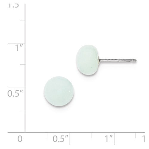 Sterling Silver 8-8.5mm Button Amazonite Post Earrings- Sparkle & Jade-SparkleAndJade.com QE6391