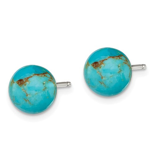 Sterling Silver 8-8.5mm Button Turquoise Post Earrings- Sparkle & Jade-SparkleAndJade.com QE6416