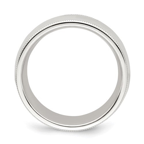 Sterling Silver 8mm Milgrain Comfort Fit Band- Sparkle & Jade-SparkleAndJade.com 
