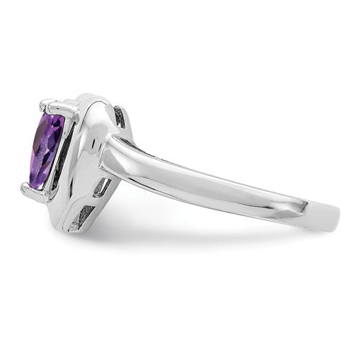 Sterling Silver Amethyst Pear And White Topaz Heart Ring- Sparkle & Jade-SparkleAndJade.com 