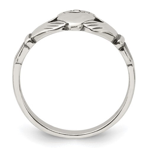 Sterling Silver Antiqued Claddagh Ring- Sparkle & Jade-SparkleAndJade.com 
