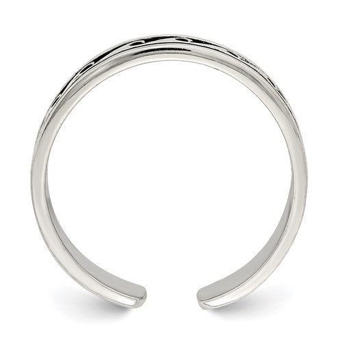 Sterling Silver Antiqued Wave Adjustable 4mm Toe Ring- Sparkle & Jade-SparkleAndJade.com QR852