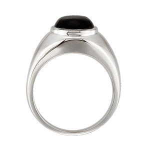 Sterling Silver Bezel 12mm Oval Onyx Men's Ring- Sparkle & Jade-SparkleAndJade.com 62164:255071:P