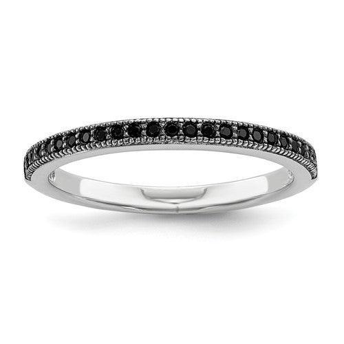 Sterling Silver Black CZ Brilliant Embers Polished Ring- Sparkle & Jade-SparkleAndJade.com 
