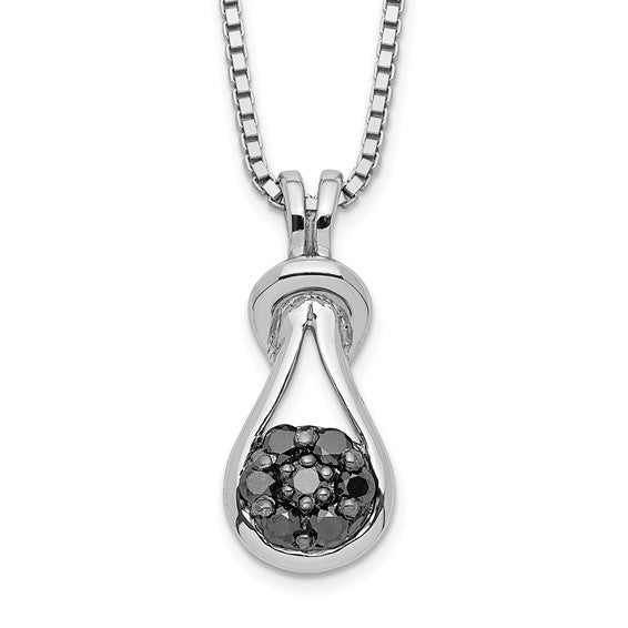 Sterling Silver Black Diamond Love Knot Pendant Necklace- Sparkle & Jade-SparkleAndJade.com QP2343