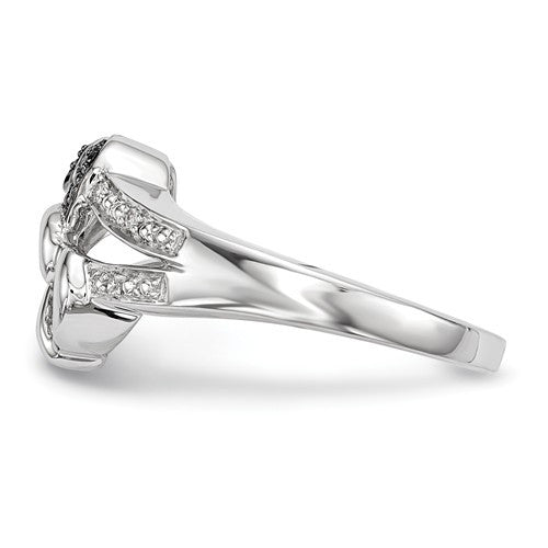 Sterling Silver Black & White Diamond Heart Ring- Sparkle & Jade-SparkleAndJade.com 