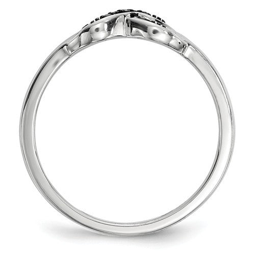 Sterling Silver Black & White Diamond Infinity Knot Ring- Sparkle & Jade-SparkleAndJade.com 