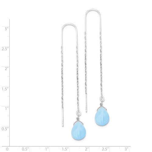 Sterling Silver Blue Agate Threader Earrings- Sparkle & Jade-SparkleAndJade.com QE2543