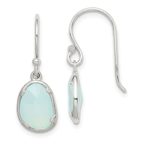 Sterling Silver Blue Chalcedony Dangle Earrings- Sparkle & Jade-SparkleAndJade.com QE14273