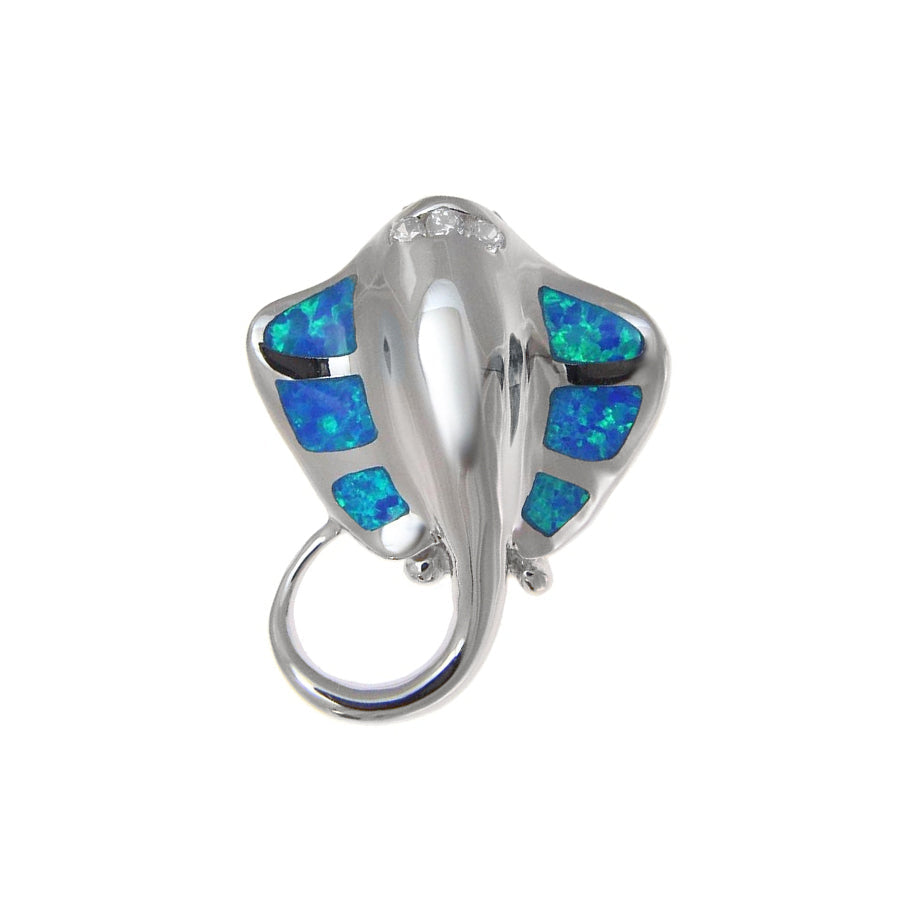 Sterling Silver Blue Opal Manta Stingray Alamea Hawaii Pendant- Sparkle & Jade-SparkleAndJade.com SOP1079