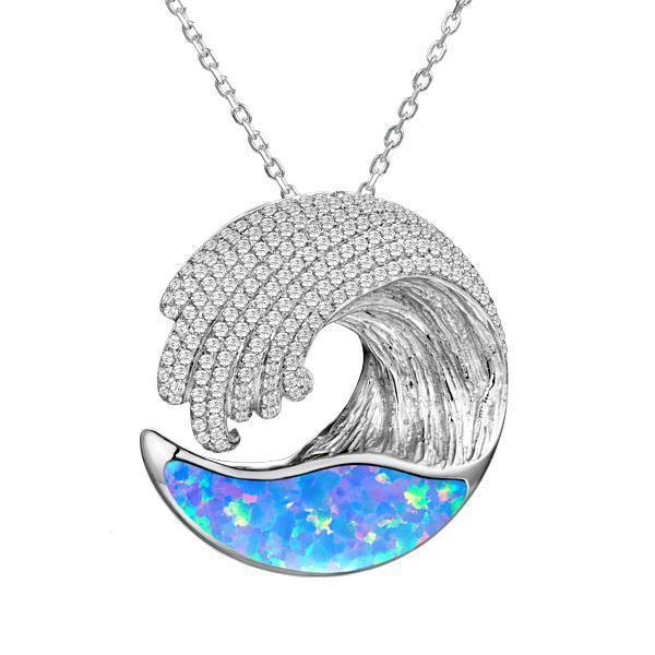 Sterling Silver Blue Opal Ocean Wave Pendant by Alamea- Sparkle & Jade-SparkleAndJade.com 411-31-31