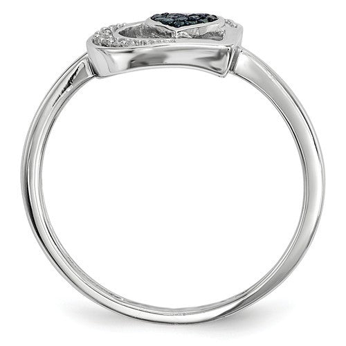 Sterling Silver Blue and White Diamond Heart Ring- Sparkle & Jade-SparkleAndJade.com 