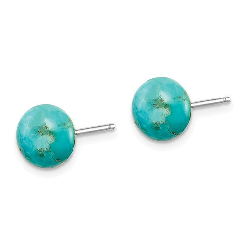 Sterling Silver Button Cultured Pearl, Turquoise & Black Agate Earrings Set- Sparkle & Jade-SparkleAndJade.com QE12883SET