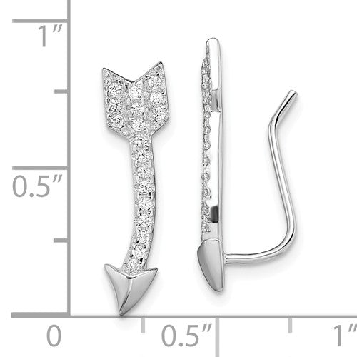 Sterling Silver CZ Arrow Ear Climber Earrings- Sparkle & Jade-SparkleAndJade.com QE13666