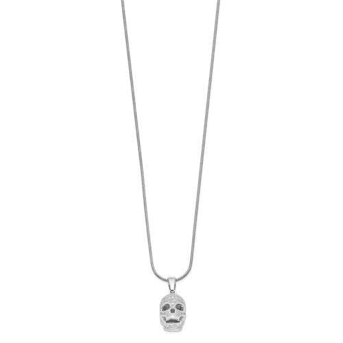 Sterling Silver & CZ Brilliant Embers Skull Necklace- Sparkle & Jade-SparkleAndJade.com QMP1141-18