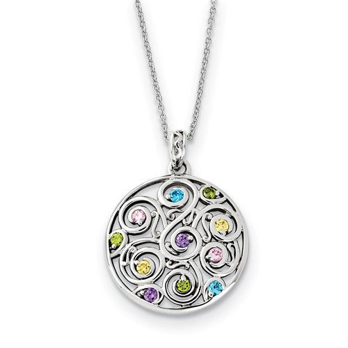 Sterling Silver CZ Kaleidoscope Of Wishes 18" Necklace- Sparkle & Jade-SparkleAndJade.com QSX462