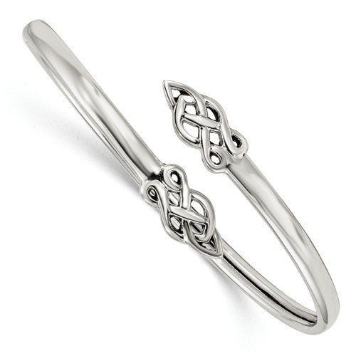 Sterling Silver Celtic Knot Flexible Bangle Bracelet- Sparkle & Jade-SparkleAndJade.com QB1148