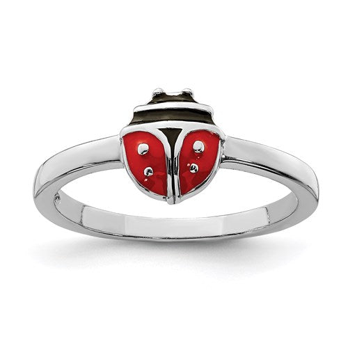 Sterling Silver Child's Enameled Ladybug Ring- Sparkle & Jade-SparkleAndJade.com 
