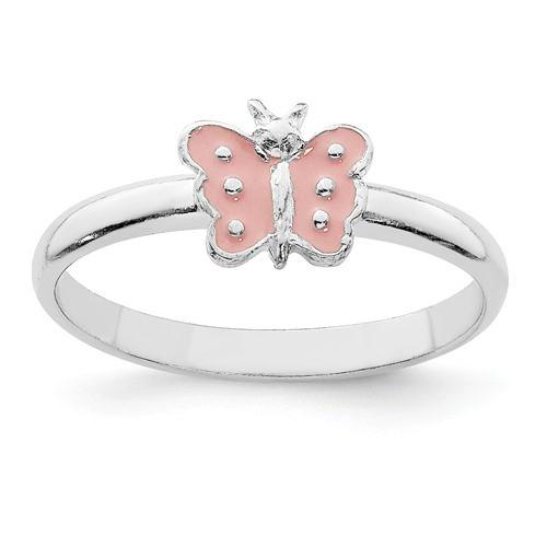 Sterling Silver Child's Pink Enameled Butterfly Ring- Sparkle & Jade-SparkleAndJade.com 