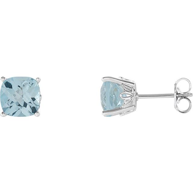 Sterling Silver Cushion Cut Gemstone Earrings- Sparkle & Jade-SparkleAndJade.com 28190:70031:P