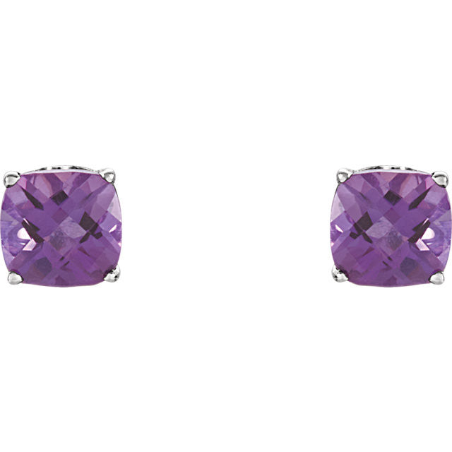 Sterling Silver Cushion Cut Gemstone Earrings- Sparkle & Jade-SparkleAndJade.com 