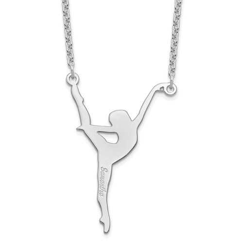 Sterling Silver Dance Engraved Name Necklace- Sparkle & Jade-SparkleAndJade.com XNA700SS