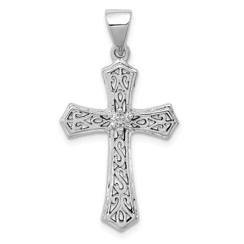 Sterling Silver Diamond Accented Cross Pendant- Sparkle & Jade-SparkleAndJade.com QDX164