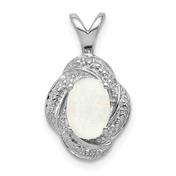 Sterling Silver Diamond And Oval Gemstone Pendants- Sparkle & Jade-SparkleAndJade.com QBPD12OCT