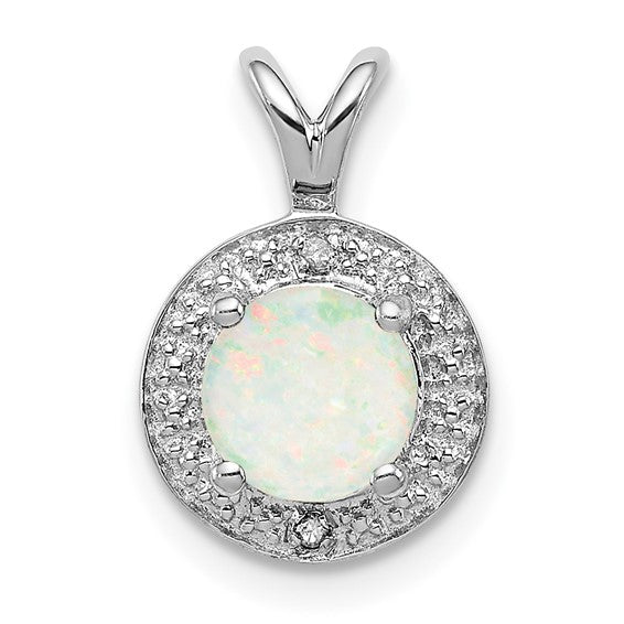 Sterling Silver Diamond And Round Gemstone Halo-Style Pendants- Sparkle & Jade-SparkleAndJade.com QBPD11OCT