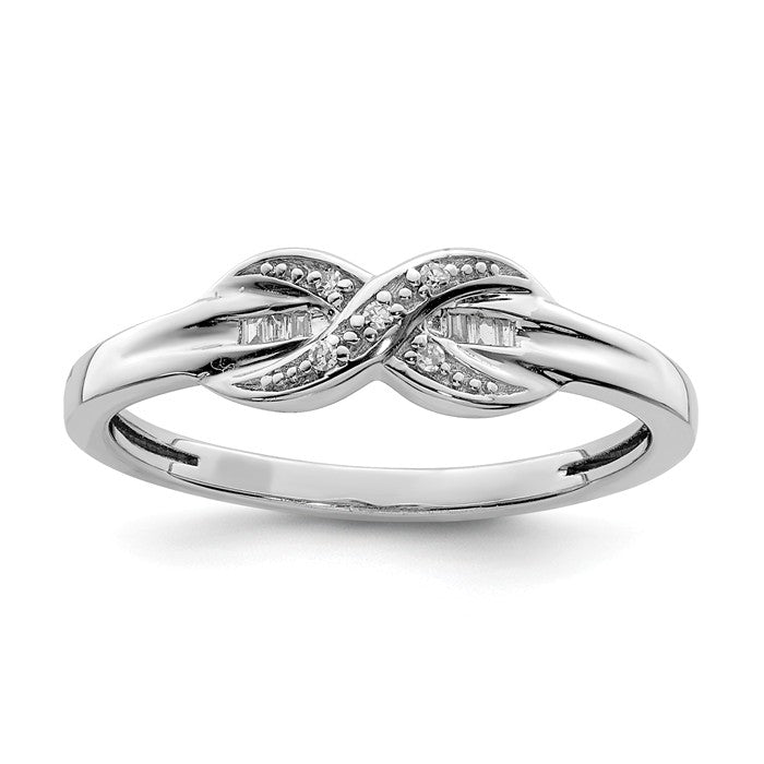 Sterling Silver Diamond Infinity Crossover & Baguette Ring- Sparkle & Jade-SparkleAndJade.com 