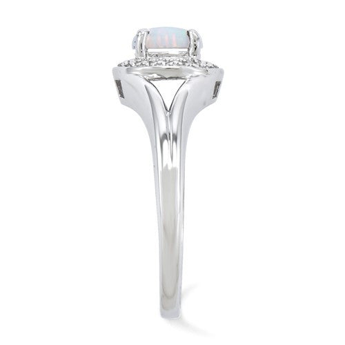 Sterling Silver Diamond & Round Birthstone Halo-Style Rings- Sparkle & Jade-SparkleAndJade.com 