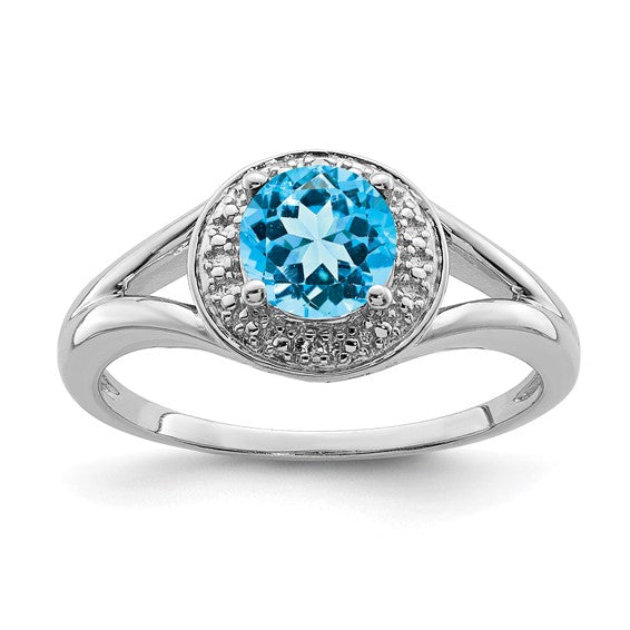 Sterling Silver Diamond & Round Birthstone Halo-Style Rings- Sparkle & Jade-SparkleAndJade.com QBR11DEC-5