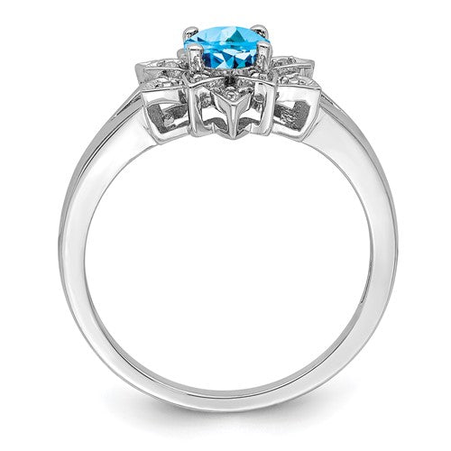 Sterling Silver Diamond & Round Gemstone Lotus Flower Rings- Sparkle & Jade-SparkleAndJade.com 