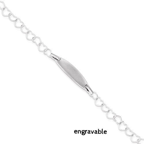 Sterling Silver Engravable Children's ID Heart Link Bracelet- Sparkle & Jade-SparkleAndJade.com 