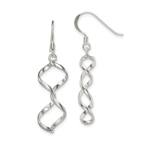 Sterling Silver Fancy Twist Dangle Earrings- Sparkle & Jade-SparkleAndJade.com QE4024