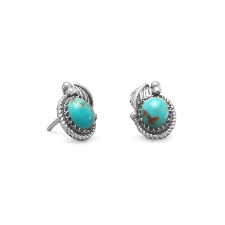 Sterling Silver Floral Turquoise Stud Earrings- Sparkle & Jade-SparkleAndJade.com 65569