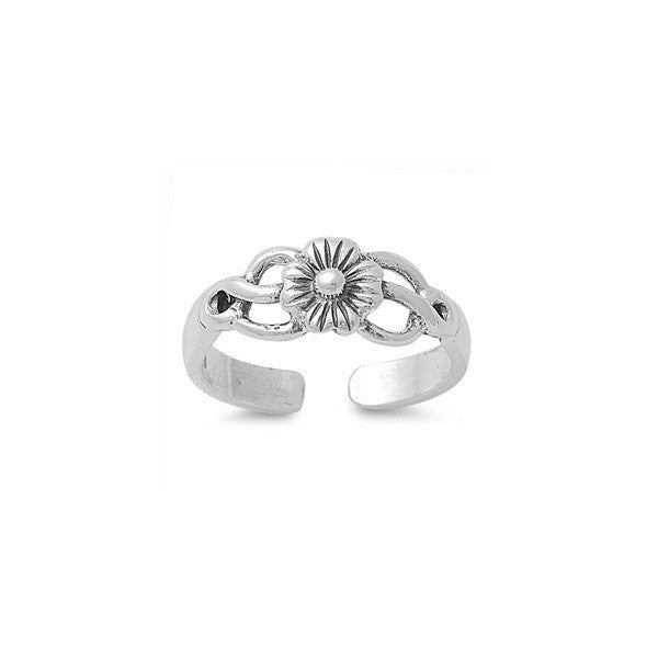 Sterling Silver Flower Center Swirl Design Toe Ring- Sparkle & Jade-SparkleAndJade.com A-RT160431