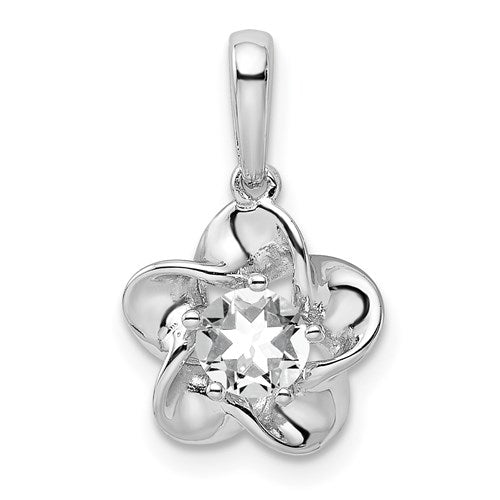 Sterling Silver Flower Pendant - Various Birthstone Choices- Sparkle & Jade-SparkleAndJade.com QBPD31APR