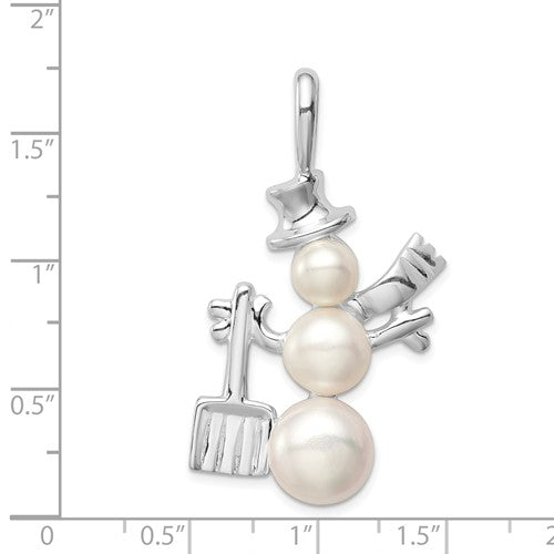 Sterling Silver Freshwater Cultured Pearl Snowman Pendant- Sparkle & Jade-SparkleAndJade.com QP792 // QP792-18