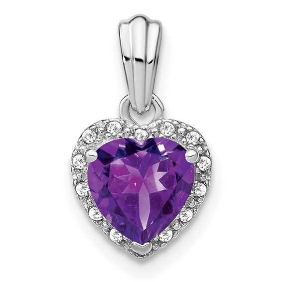 Sterling Silver Gemstone And Diamond Heart Pendants- Sparkle & Jade-SparkleAndJade.com PM7400-AM-007-SSA