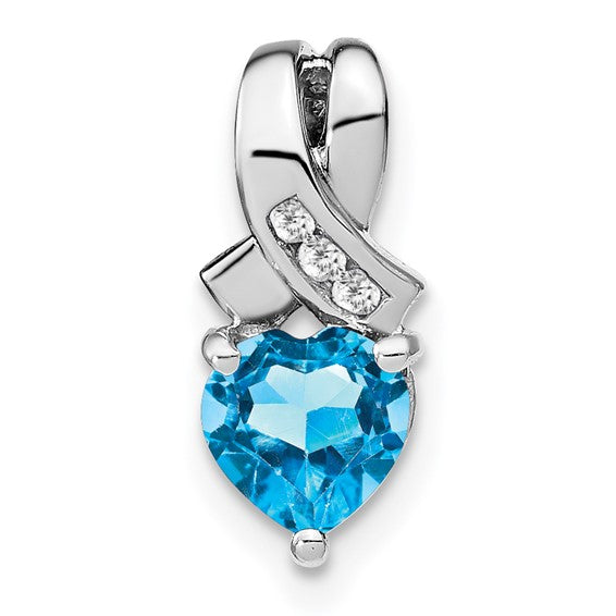 Sterling Silver Gemstone And Diamond Heart Pendants- Sparkle & Jade-SparkleAndJade.com PM7401-BT-003-SSA