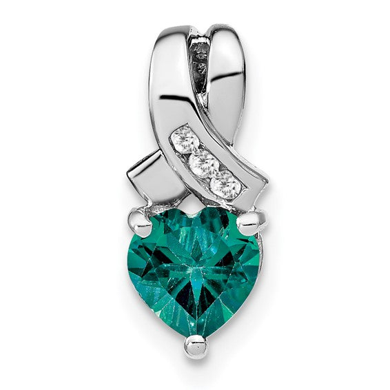 Sterling Silver Gemstone And Diamond Heart Pendants- Sparkle & Jade-SparkleAndJade.com PM7401-CA-003-SSA