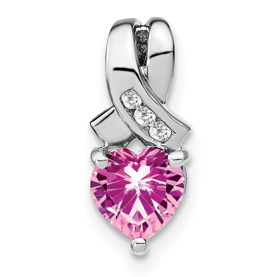 Sterling Silver Gemstone And Diamond Heart Pendants- Sparkle & Jade-SparkleAndJade.com PM7401-CPS-003-SSA