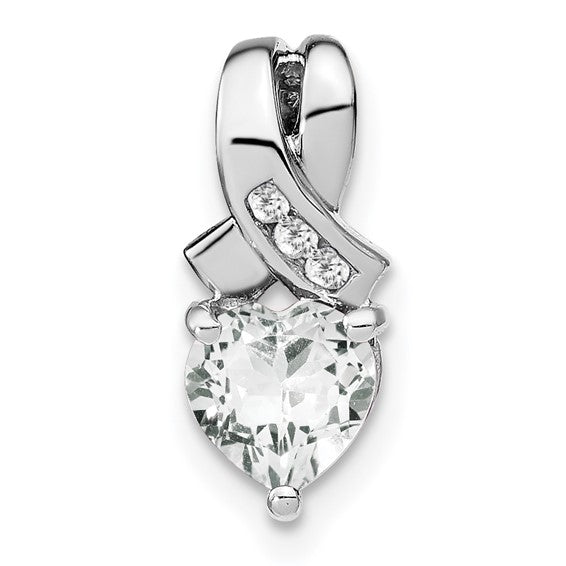 Sterling Silver Gemstone And Diamond Heart Pendants- Sparkle & Jade-SparkleAndJade.com PM7401-WT-003-SSA